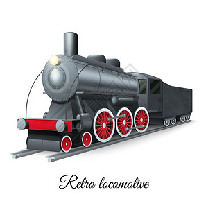 复古风格的蒸汽火车铁机车铁路矢量插图复古机车插图图片