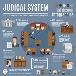 法律信息集与法院司法系统元素矢量插图法律信息图集图片