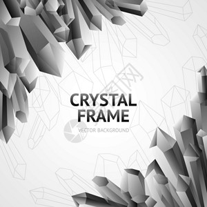 单色水冰晶体多边形形状矿物框架矢量插图水晶矿物框架图片