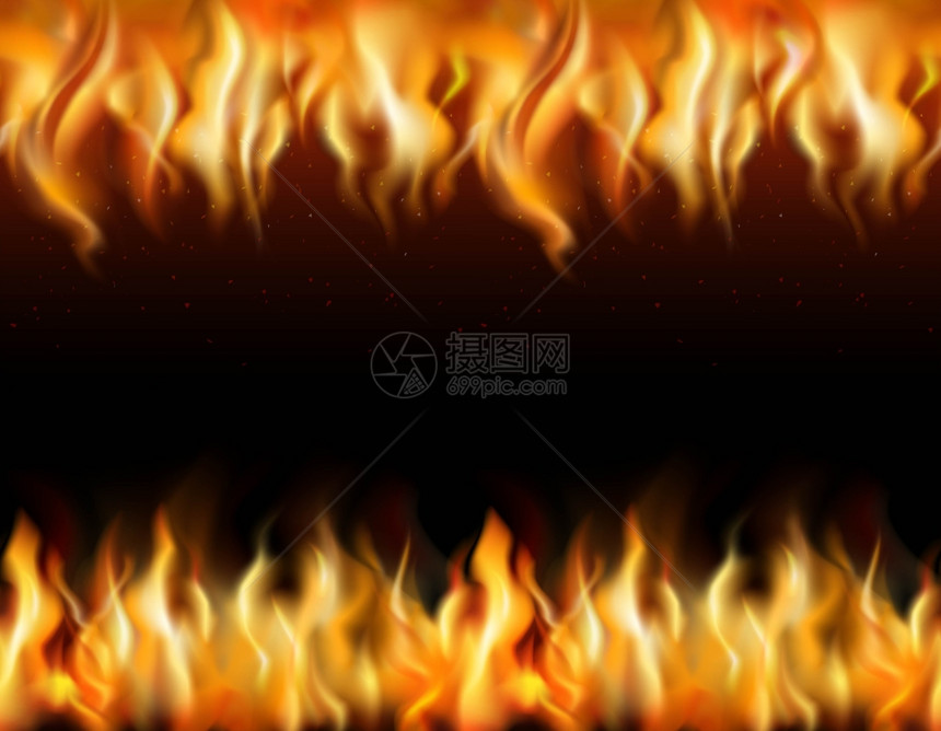 消防瓷砖边框火灾可平铺的现实边界黑色背景隔离矢量插图图片
