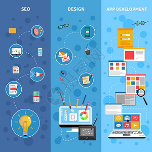 编程横幅编程垂直横幅应用程序开发符号平孤立矢量插图图片