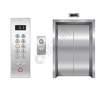 钢电梯套装电梯闭门按钮板隔离矢量插图插画