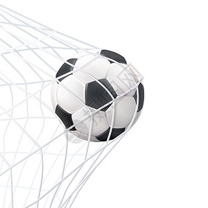 足球网络象形文字中足球比赛进球时刻与球网黑白图片矢量插图背景图片
