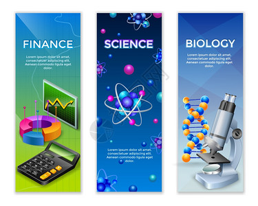 科学垂直横幅科学垂直横幅与财务统计元素的化学生物研究矢量插图图片