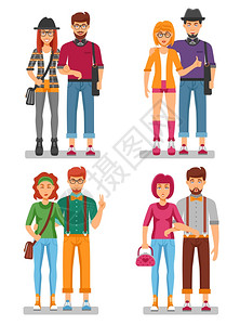 跳跃者时髦夫妇的时髦夫妇的,轻的时尚人士与手势时尚,五颜六色的衣服,矢量插图插画