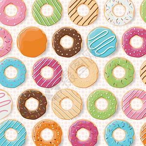 图案背景与彩色光泽甜甜圈,矢量插图图片