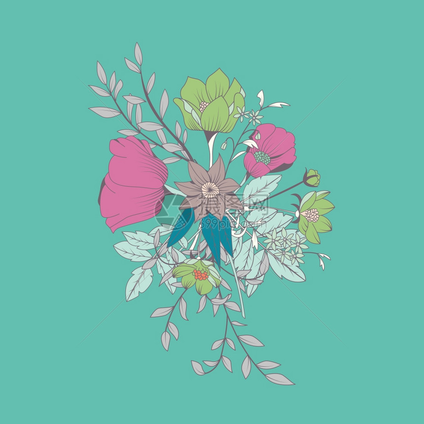 矢量花,植物花卉装饰手绘,矢量插图图片
