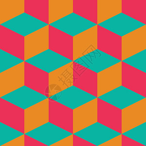 几何无缝图案与彩色方块复古,矢量插图图片