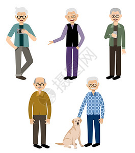 60岁老人祖父长的男人养恤金领取者矢量插画
