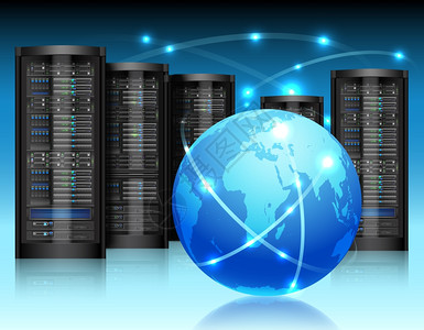 全球网络与硬件计算机服务器数据中心全球矢量插图图片