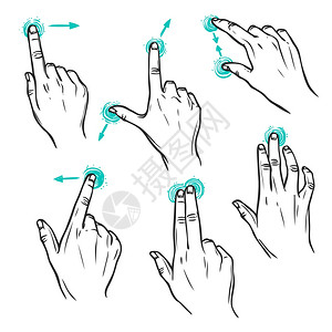 触摸屏界手势装饰草图图标孤立矢量插图图片