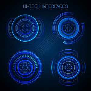 未来主义HUD接口高科技仪表板数字圆形元素矢量插图背景图片