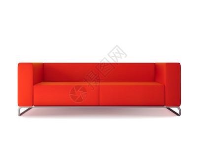 现实的经典红色沙发隔离白色背景矢量插图上家具高清图片素材