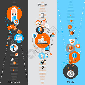 商业垂直横幅与动机金钱元素矢量插图商业横幅图片