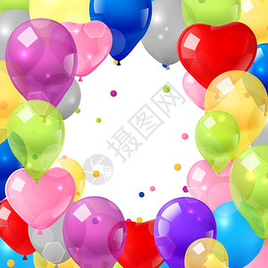 节日庆祝背景与现实明亮彩色气球矢量插图五颜六色的气球背景图片