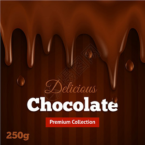 牛奶可可黑暗苦乐参半融化优质收集巧克力背景打印美味的火锅迪珀甜点食谱抽象矢量插图黑巧克力背景印刷插画