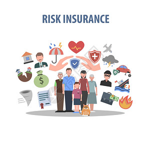 形势与政策保险与人的手事故保护符号平矢量插图保险持平插画