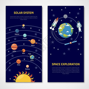 太阳系探索孤立横幅平矢量插图太阳系探索横幅水星高清图片素材