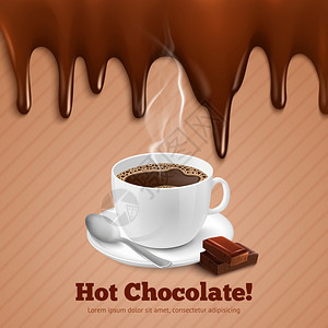杯热咖啡与巧克力飞溅背景矢量插图巧克力咖啡背景图片