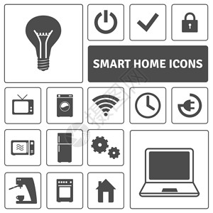 智能家居装饰图标与自动化电子控制符号隔离矢量插图智能家居图标图片
