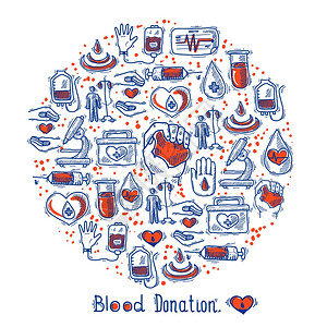 捐赠者图标圈献血者素描装饰图标圆形矢量插图图片
