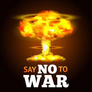 核爆炸海报与原子蘑菇反战文本矢量插图核爆炸海报背景图片