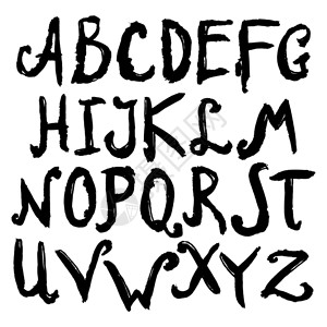 手绘字体黑色墨水字母大写字母孤立矢量插图手绘字母表黑色图片