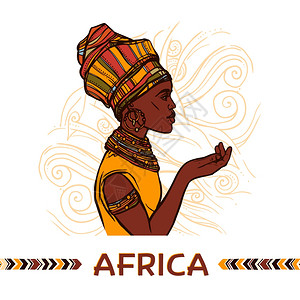 非洲妇女素描剖肖像抽象观赏背景矢量插图非洲女肖像图片