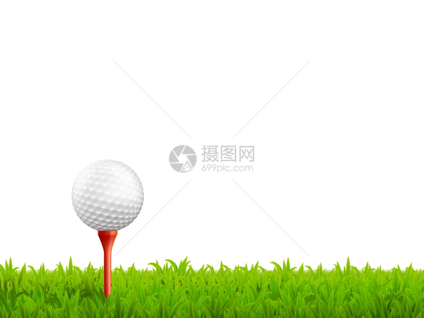 高尔夫写实插图高尔夫现实背景与球发球绿草矢量插图图片