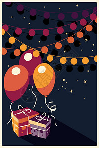 生日背景与礼物气球,矢量插图图片
