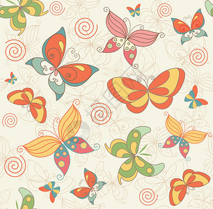 无缝夏季背景与蝴蝶的物,纺品,壁纸装饰背景图片