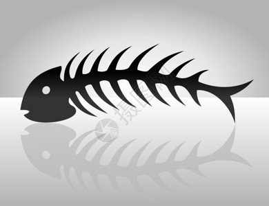 鱼骨黑色的鱼骨矢量插图背景图片