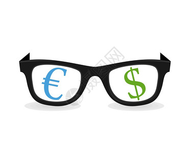 戴眼镜的美元欧元矢量插图插画
