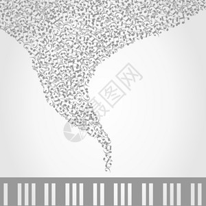 钢琴音乐音符钢琴上取下矢量插图图片