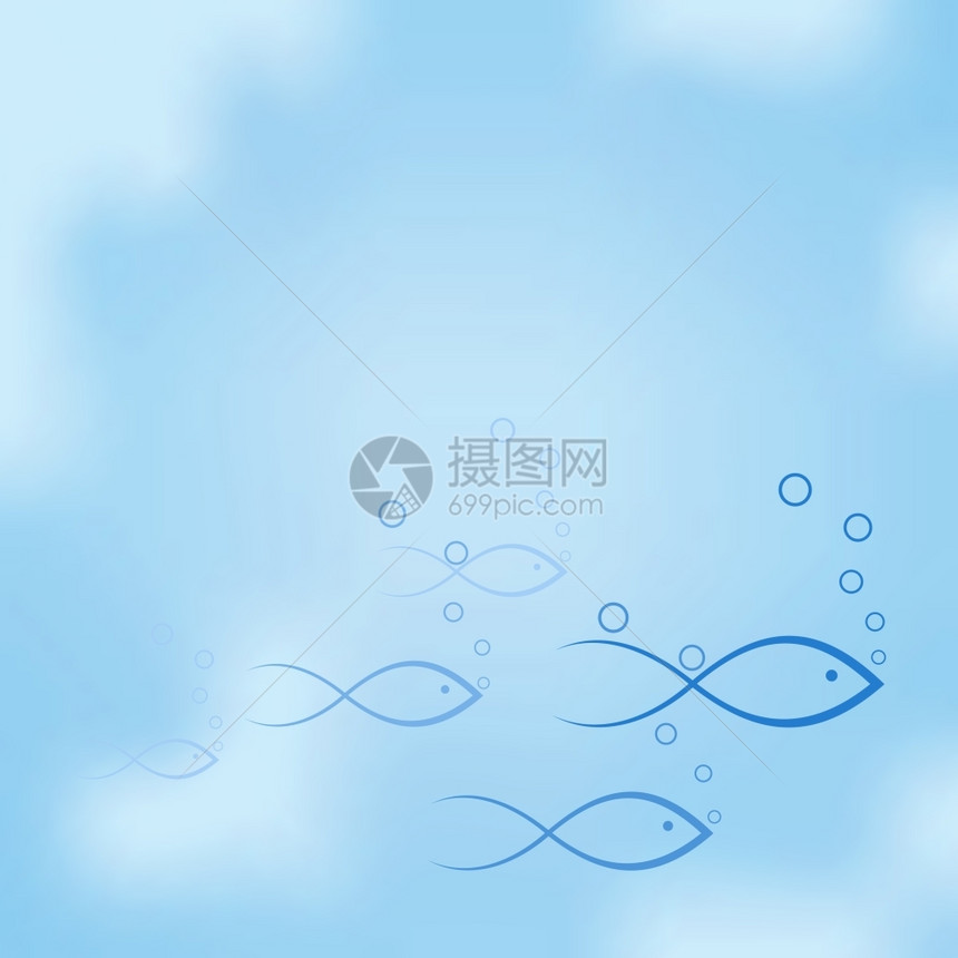 海的背景鱼的飞行漂浮海上矢量插图图片