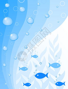 海洋背景3蓝色的海洋背景鱼矢量插图图片
