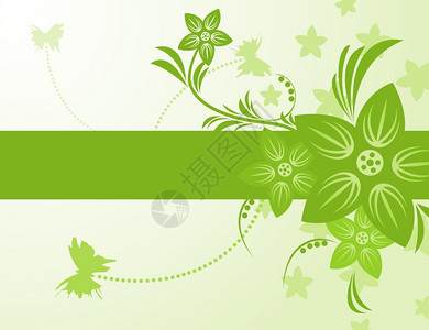 弹簧框架绿色春天背景上的花矢量插图背景图片