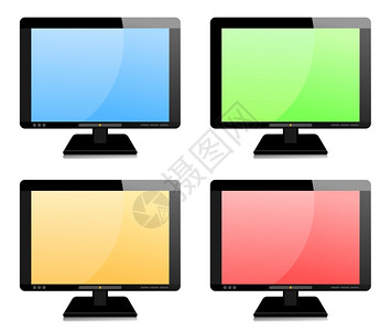 电视图标带彩色屏幕的电视图标矢量插图图片