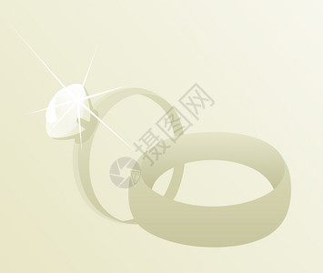 结婚戒指两个金色的结婚戒指矢量插图图片
