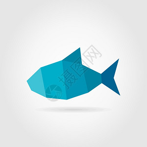 灰色背景上的蓝色鱼矢量插图背景图片