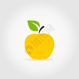 灰色背景上的黄色苹果矢量插图图片