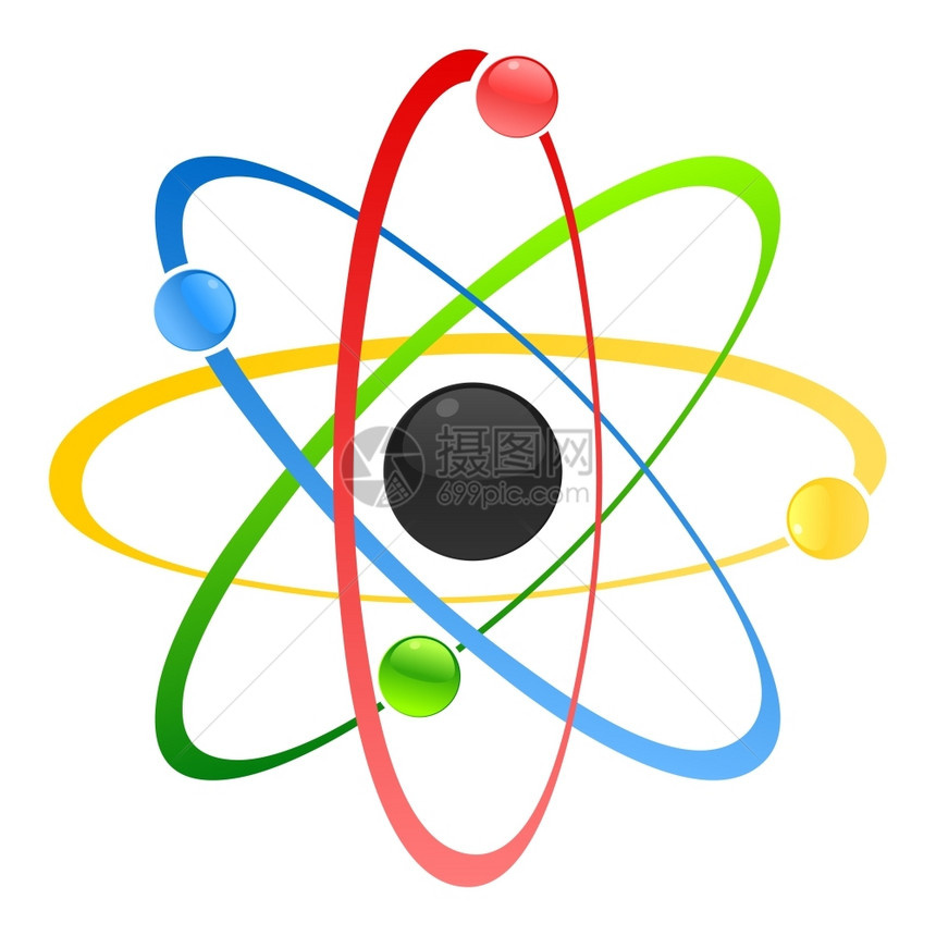原子核原子模型矢量插图图片