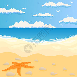 海滩夏天的海滩大海矢量插图图片