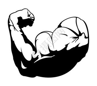 肌肉肱二头肌男人的手强烈的头肌矢量插图插画