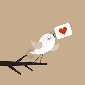 小鸟着张爱情卡片矢量插图背景图片