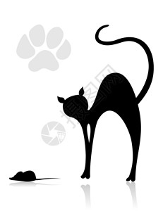 猫黑猫老鼠身上打猎矢量插图图片