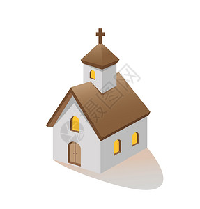基督教教堂建筑三季度矢量插图背景图片