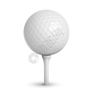 高尔夫球白色发球现实矢量插图隔离背景图片