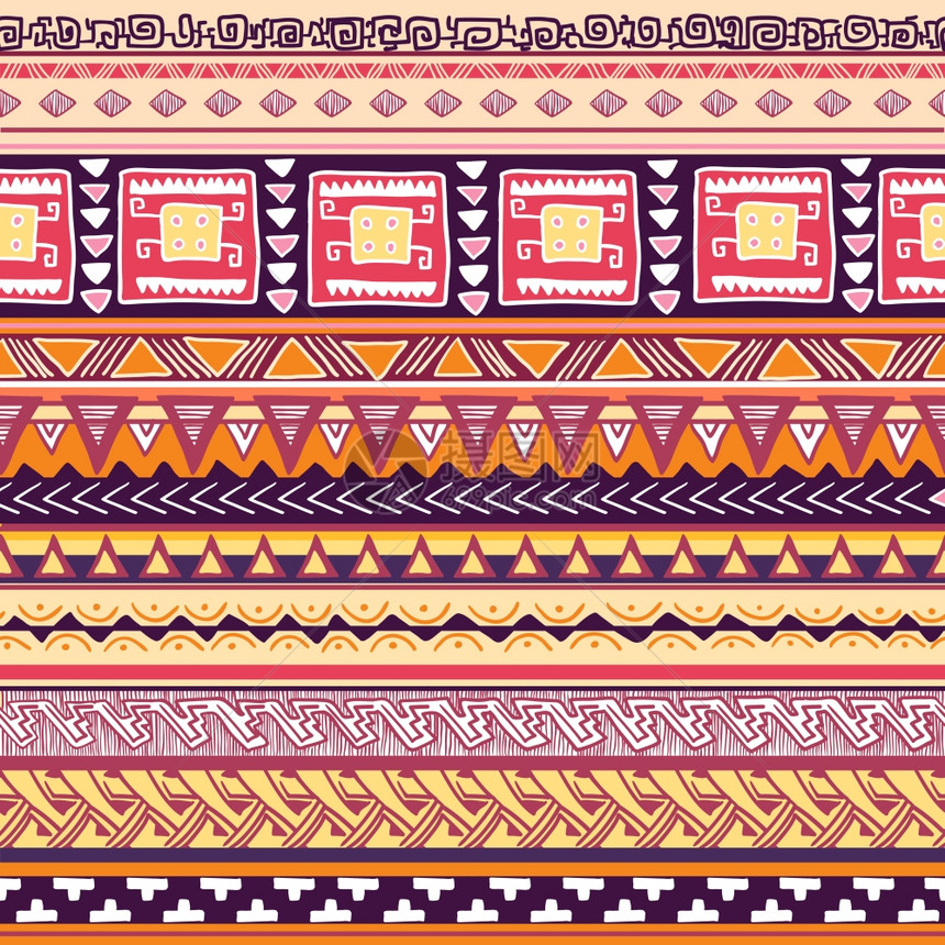无缝传统文化部落纹理矢量插图图片