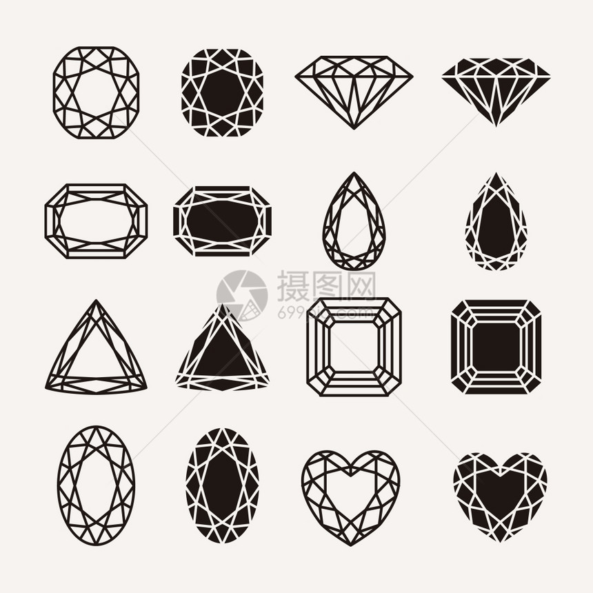 钻石,宝石,珠宝图标矢量插图图片